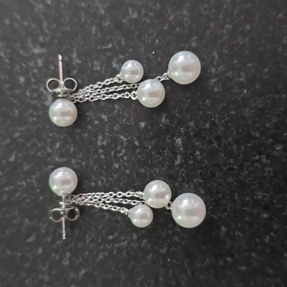 Ross Simon Shell Pearl Earrings With Sterling Silver Tassel Jackets FINAL - Picture 2 of 8